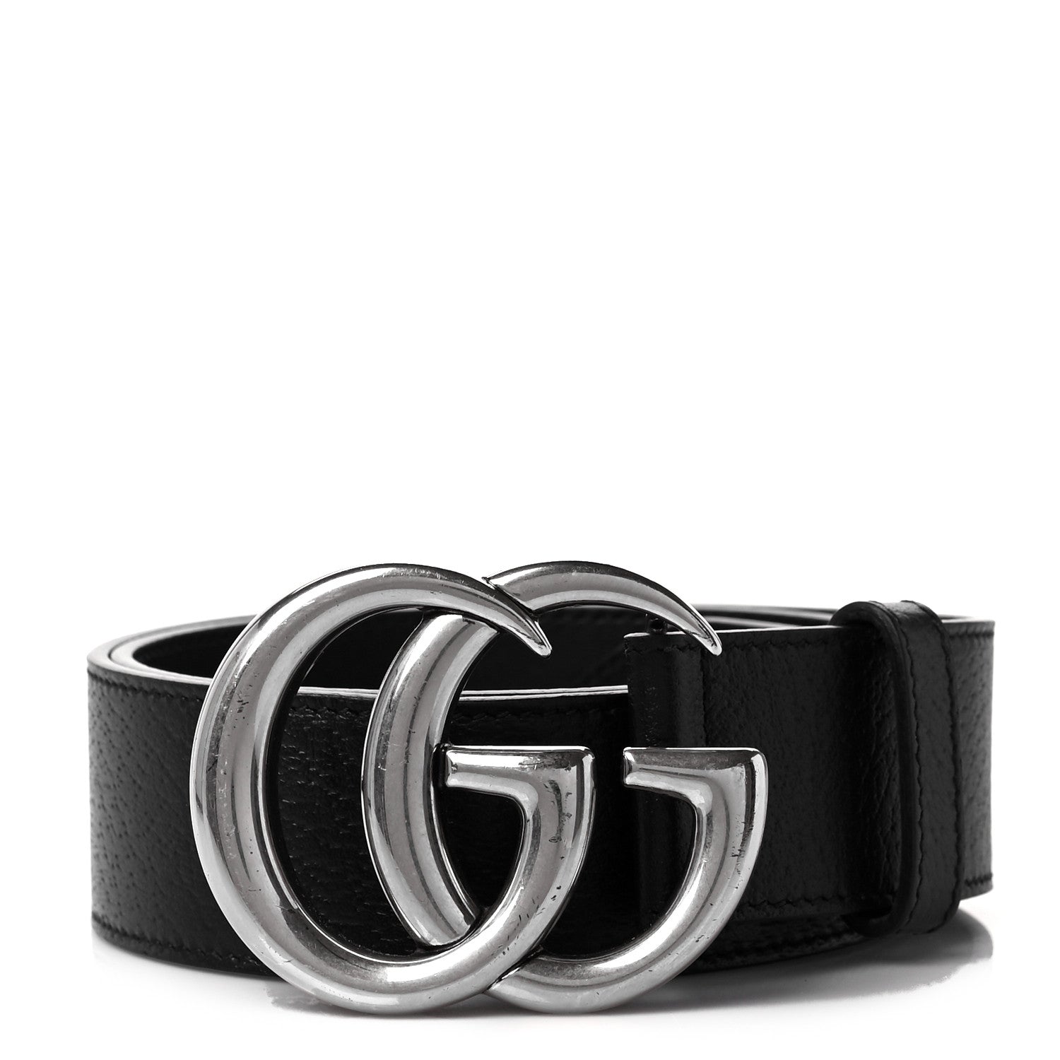 Gucci Textured Dollar Calfskin Nickel Double G 40mm Belt 70 28 Black 1 of 6