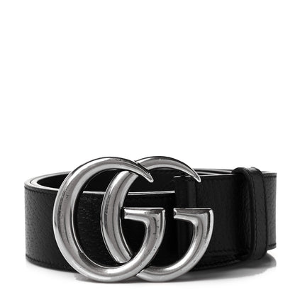 Gucci Textured Dollar Calfskin Nickel Double G 40mm Belt 70 28 Black 1 of 6