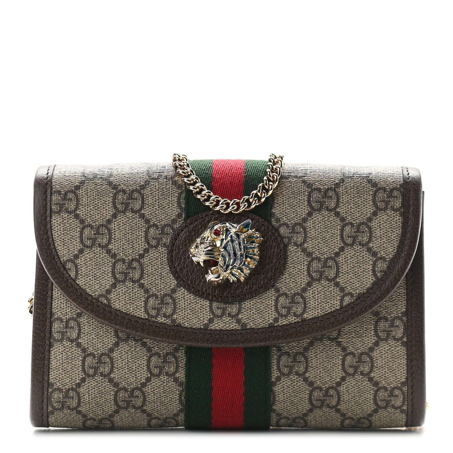 Gucci GG Supreme Monogram Web Mini Rajah Slim Flap Shoulder Bag Beige New Acero 1 of 8