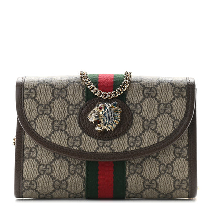 Gucci GG Supreme Monogram Web Mini Rajah Slim Flap Shoulder Bag Beige New Acero 1 of 8