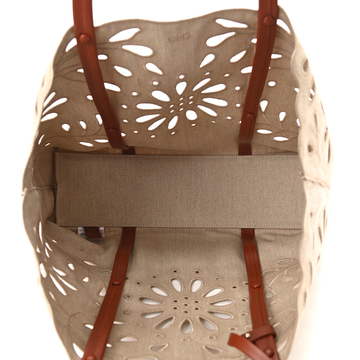 Linen Calfskin Large Kamilla North-South Tote Beige