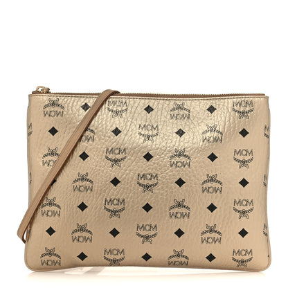MCM Metallic Visetos Medium Crossbody Pouch Berline Gold 1 of 9