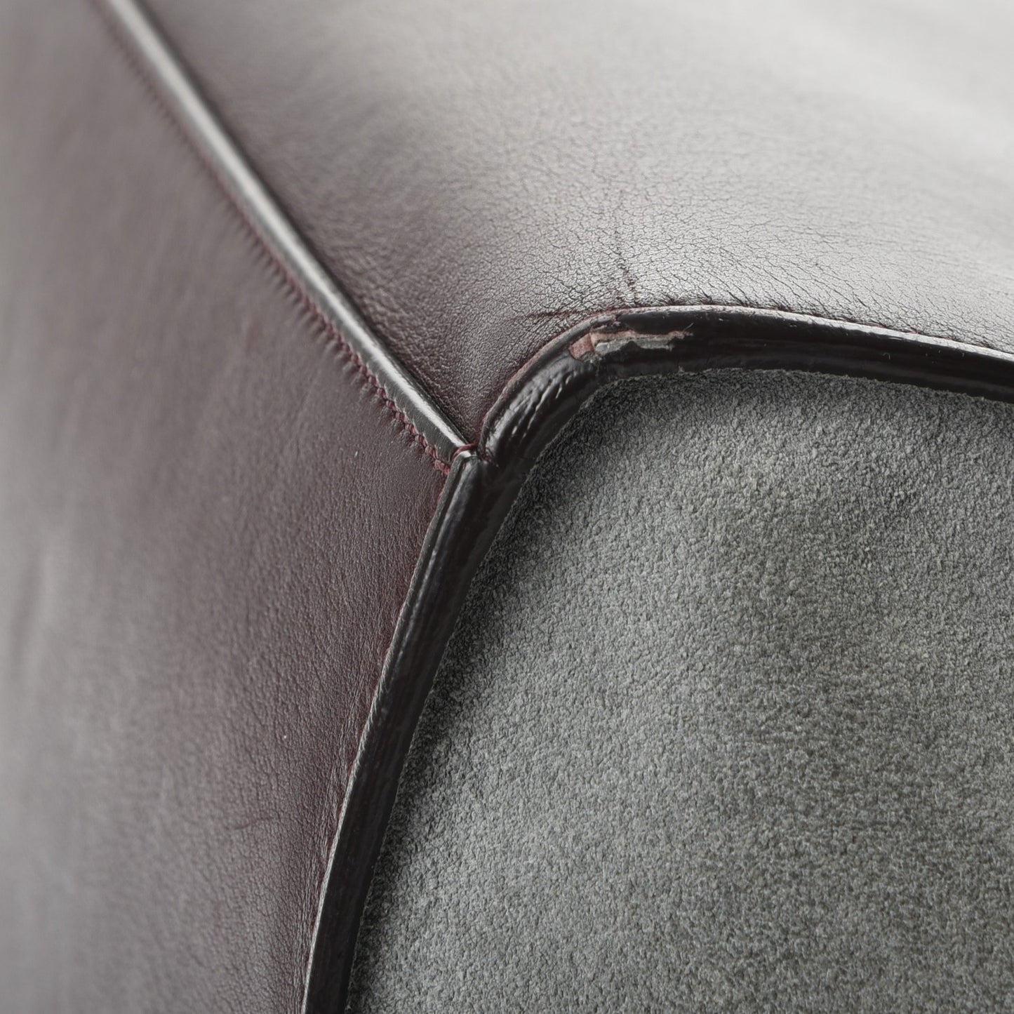 Smooth Calfskin Suede Medium Tri-Color Trapeze Dark Grey