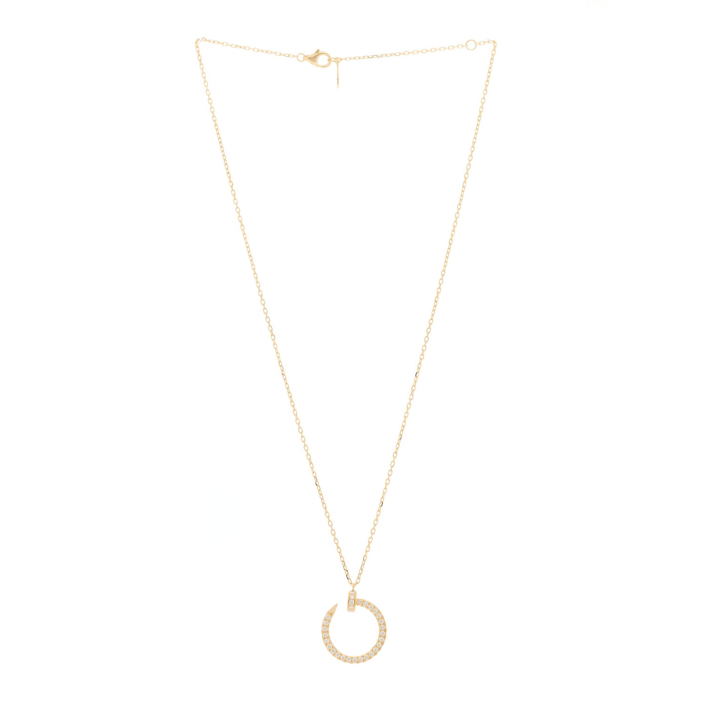18K Yellow Gold Diamond Juste Un Clou Paved Pendant Necklace