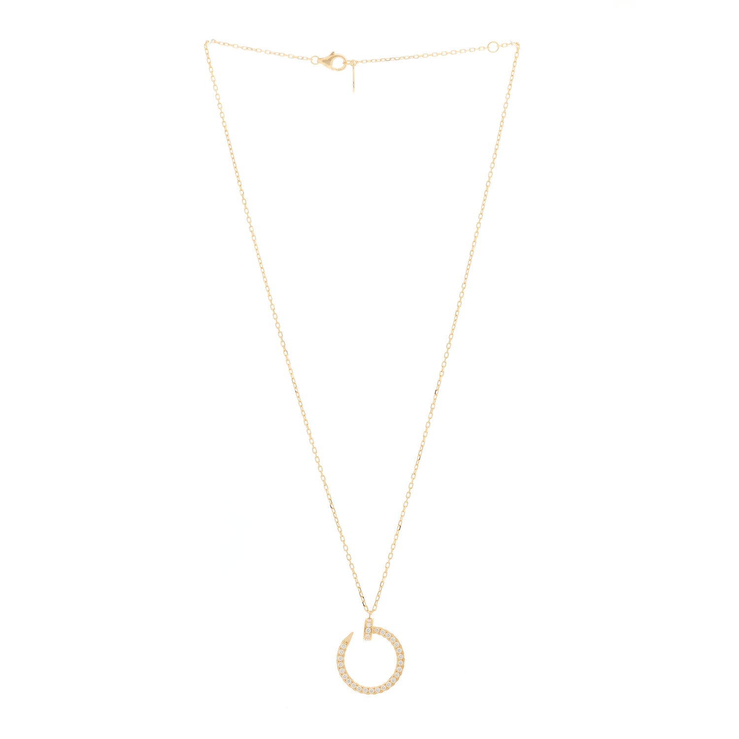 Cartier 18K Yellow Gold Diamond Juste Un Clou Paved Pendant Necklace 3 of 6