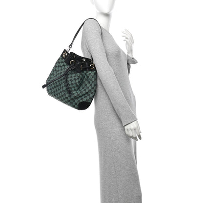 Gucci Monogram Drawstring Shoulder Bag Green 2 of 10