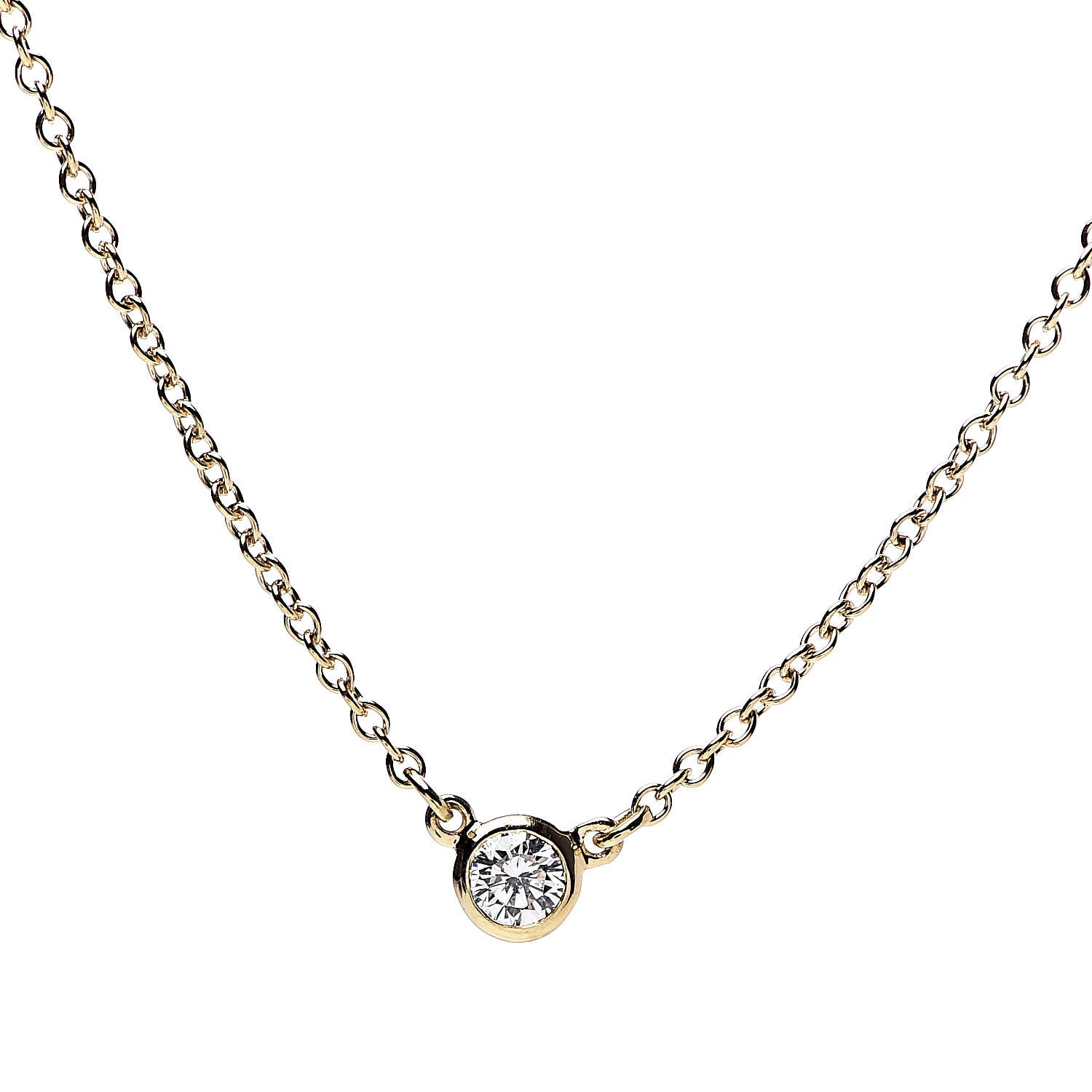 Tiffany 18K Yellow Gold Diamond .07ct Elsa Peretti Diamonds by the Yard Pendant Necklace 4 of 7