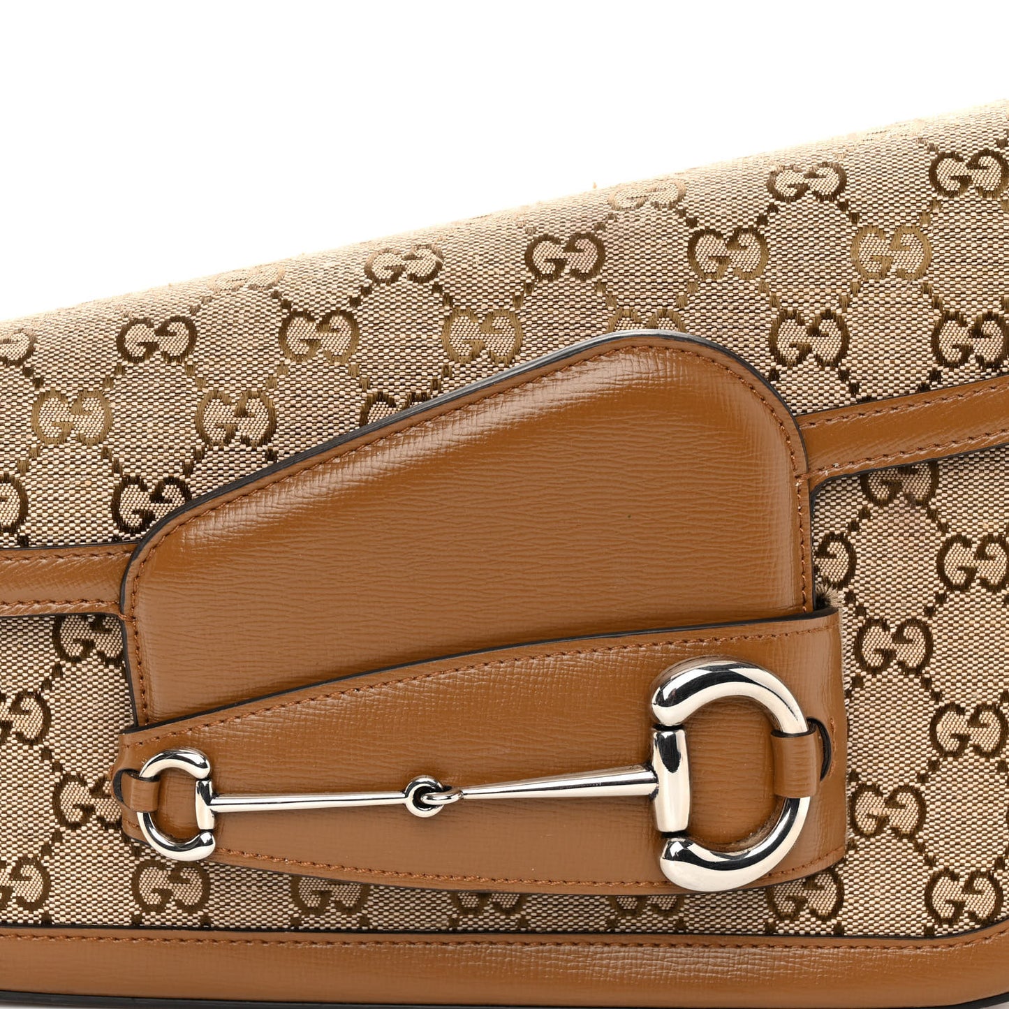 Monogram Small Horsebit 1955 Asymmetric Shoulder Bag Beige Brown Sugar