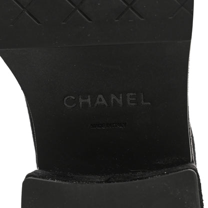 Chanel Suede Kidskin CC Platform Loafers 37 Black 7 of 10