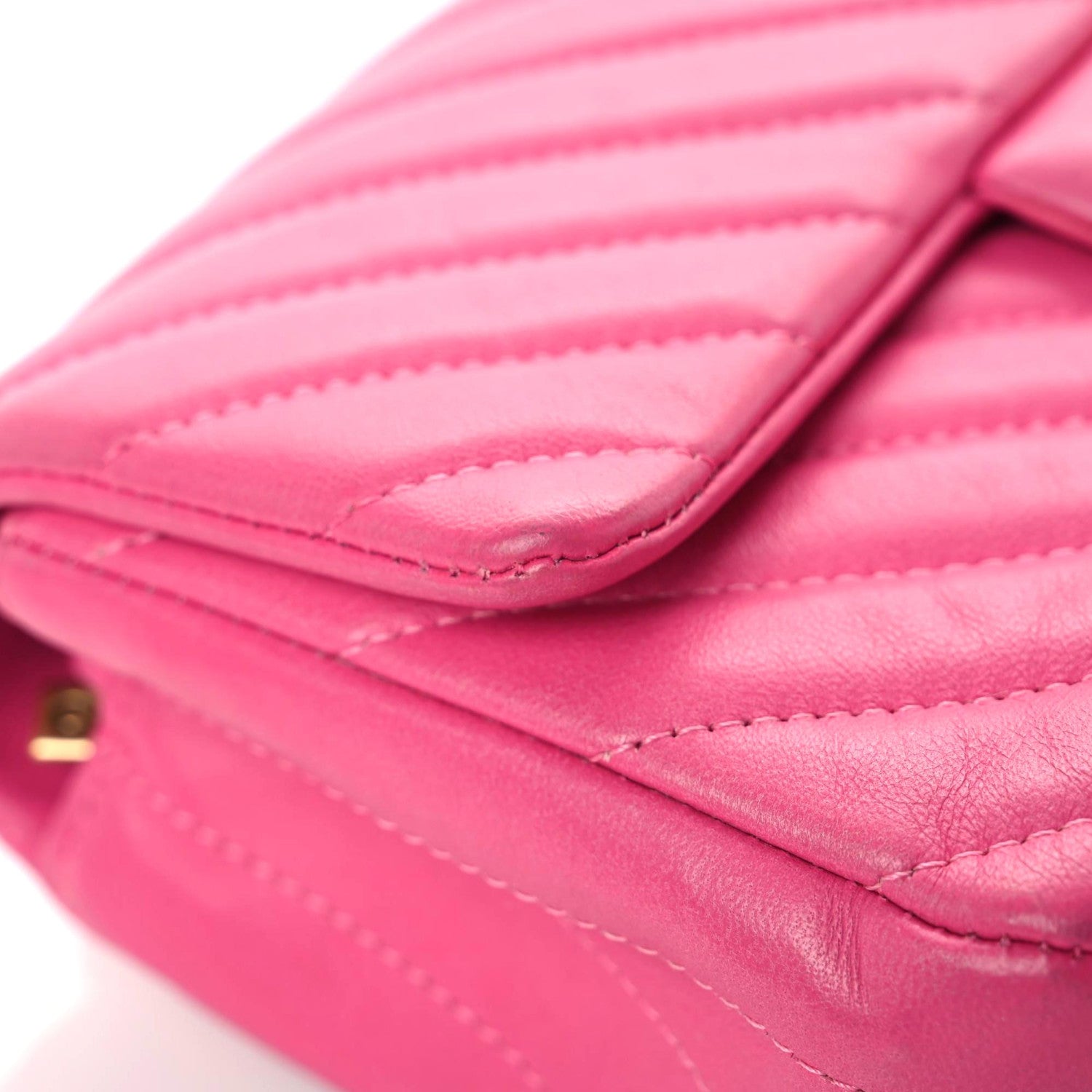 Chanel Lambskin Chevron Quilted Mini Rectangular Flap Dark Pink 11 of 19