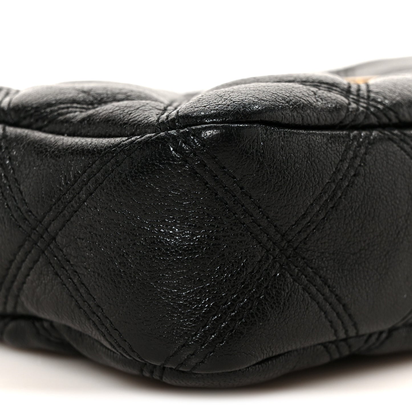 Grained Lambskin Quilted Mini Becky Double Zip Bag Black