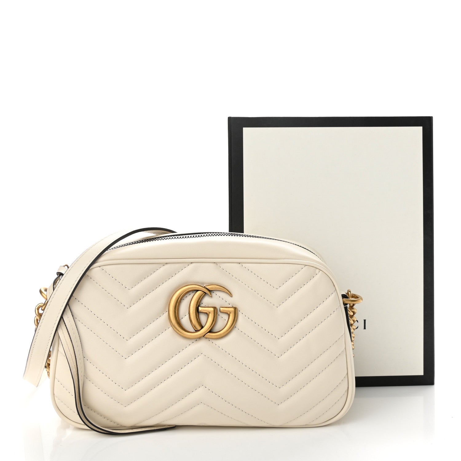 Gucci Calfskin Matelasse Small GG Marmont Chain Shoulder Bag White 11 of 11