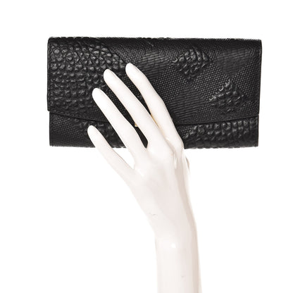 Burberry Signature Grain Calfskin Check Embossed Porter Continental Wallet Black 2 of 8