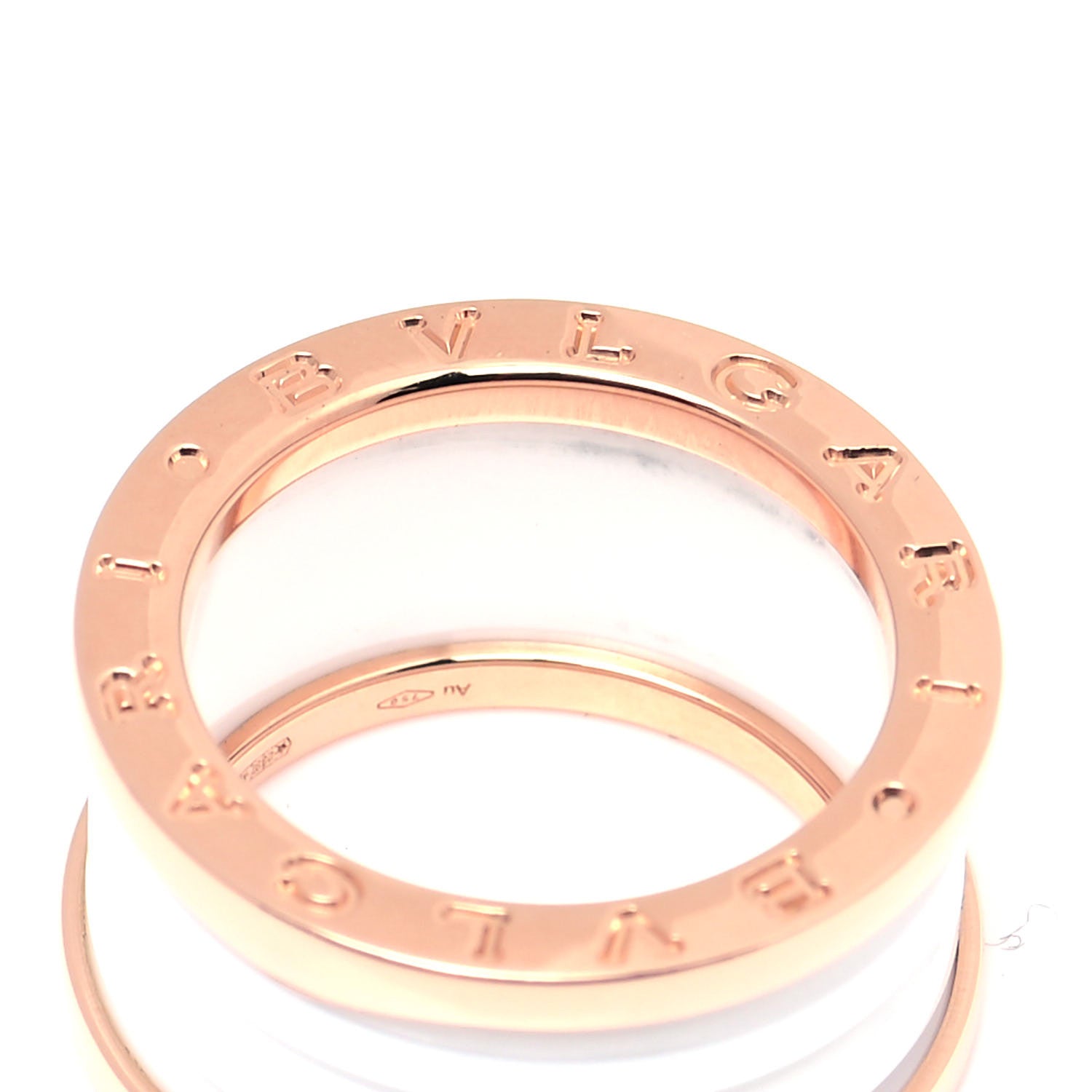 Bulgari 18K Rose Gold White Ceramic B.Zero1 Four-Band Ring 53 6.25 4 of 6