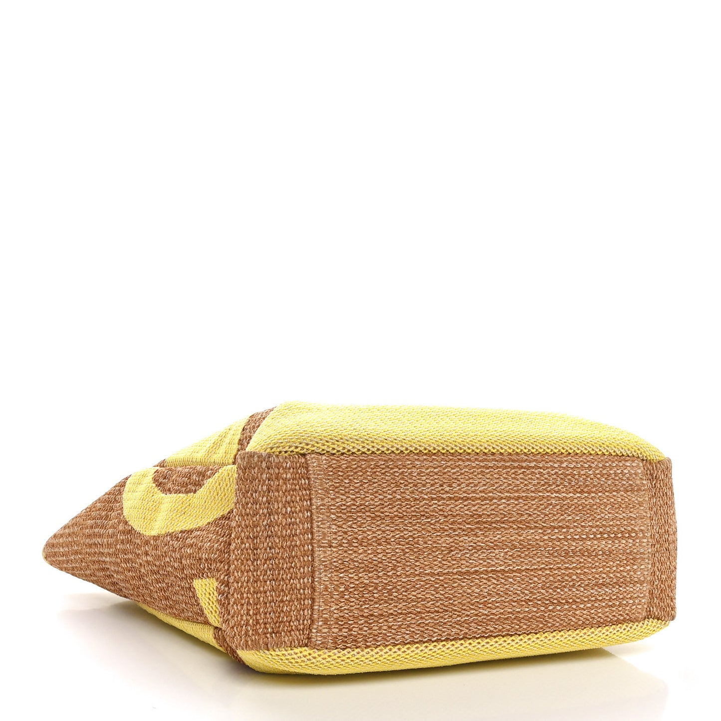 Mixed Fibers Large Shopping Bag Yellow Brown