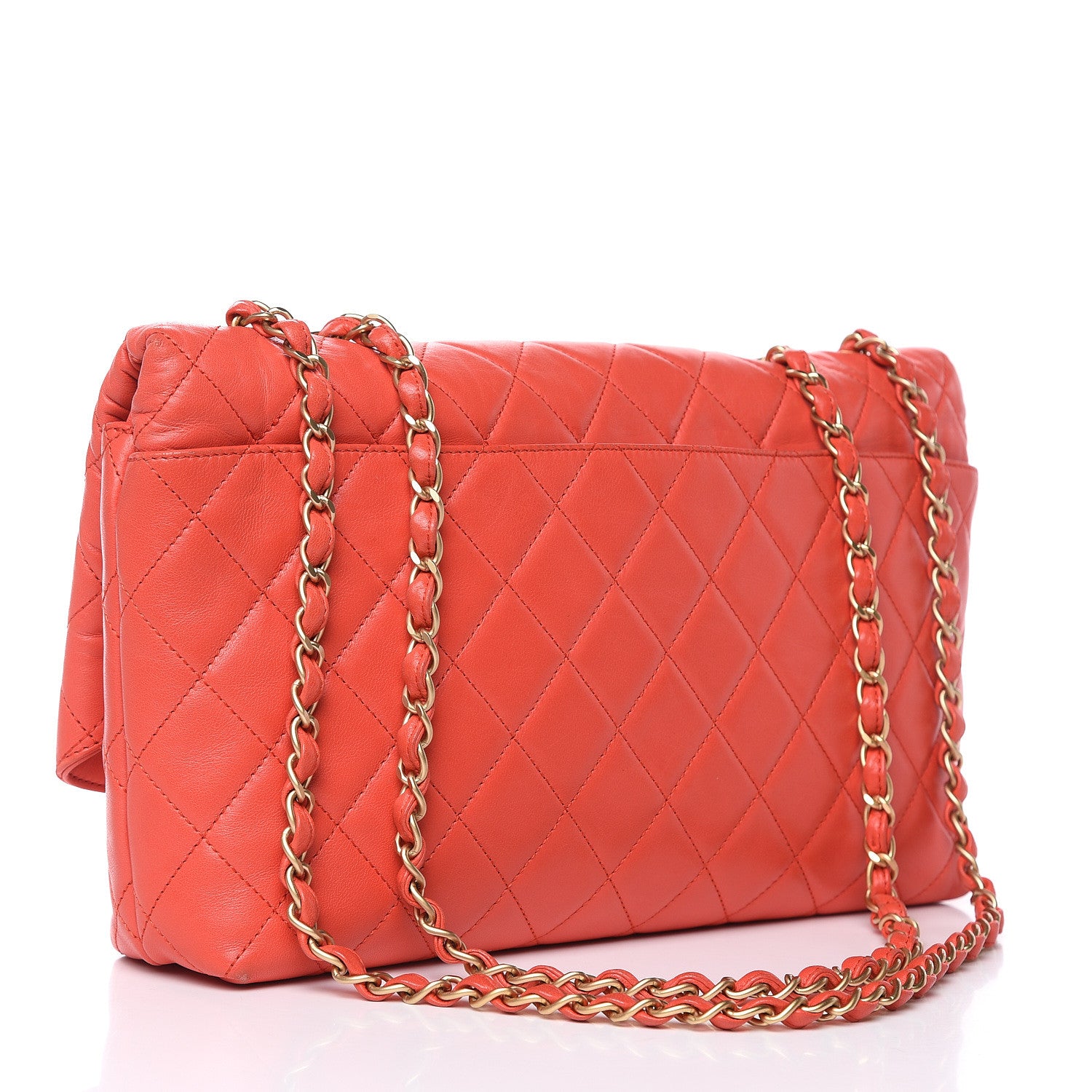 Chanel Lambskin Quilted Jumbo Mademoiselle Flap Red 3 of 12
