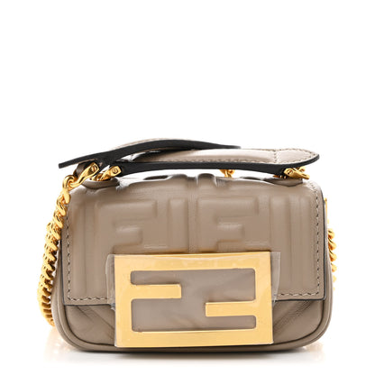 Fendi Nappa Matisse FF Embossed Nano Chain Baguette Tortora 1 of 11