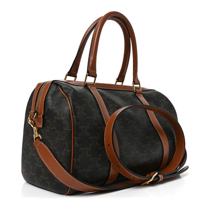 Celine Triomphe Canvas Calfskin Boston Bag Tan 3 of 9