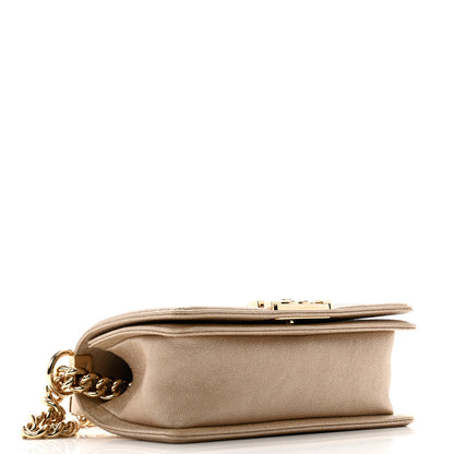 Chanel Iridescent Caviar Chevron Quilted Small Boy Flap Beige 4 of 10