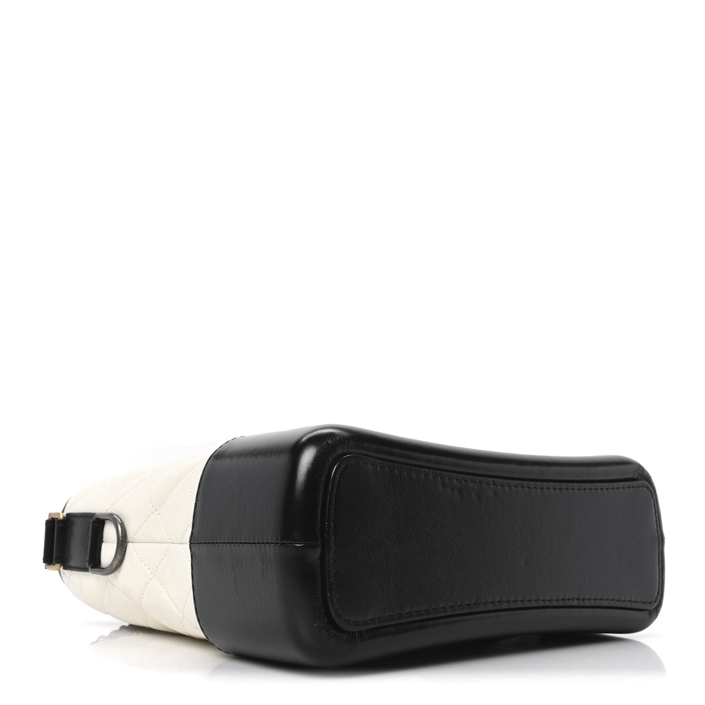 Aged Calfskin Quilted Medium Gabrielle Hobo Black White