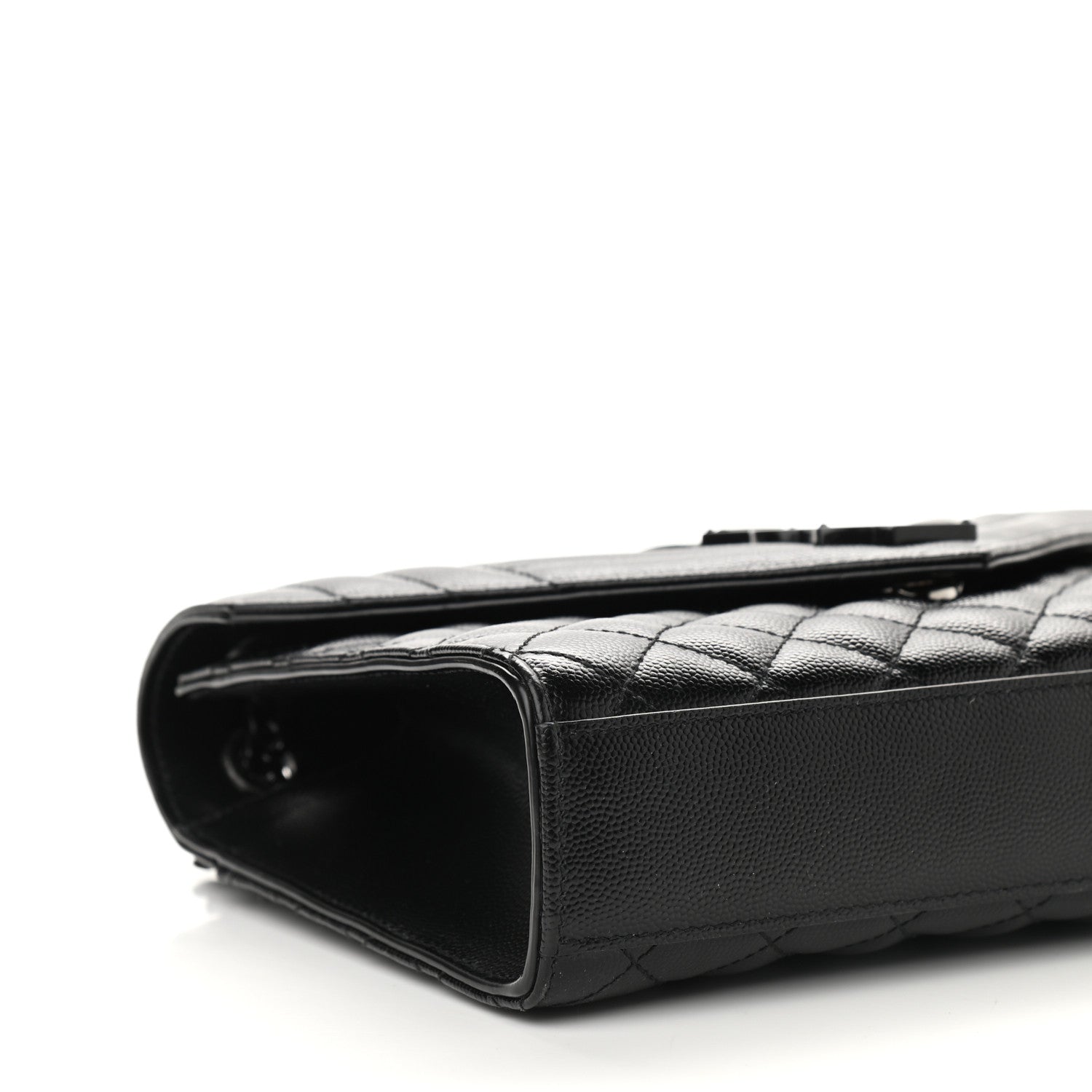 Saint Laurent Grain De Poudre Textured Mixed Matelasse Triquilt Medium Monogram Satchel Black 7 of 8