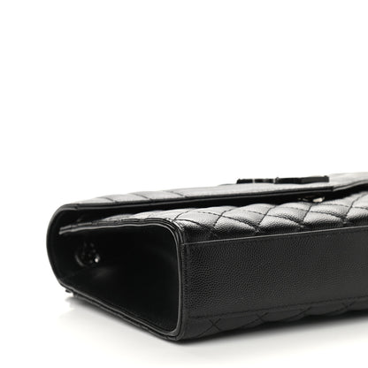 Saint Laurent Grain De Poudre Textured Mixed Matelasse Triquilt Medium Monogram Satchel Black 7 of 8