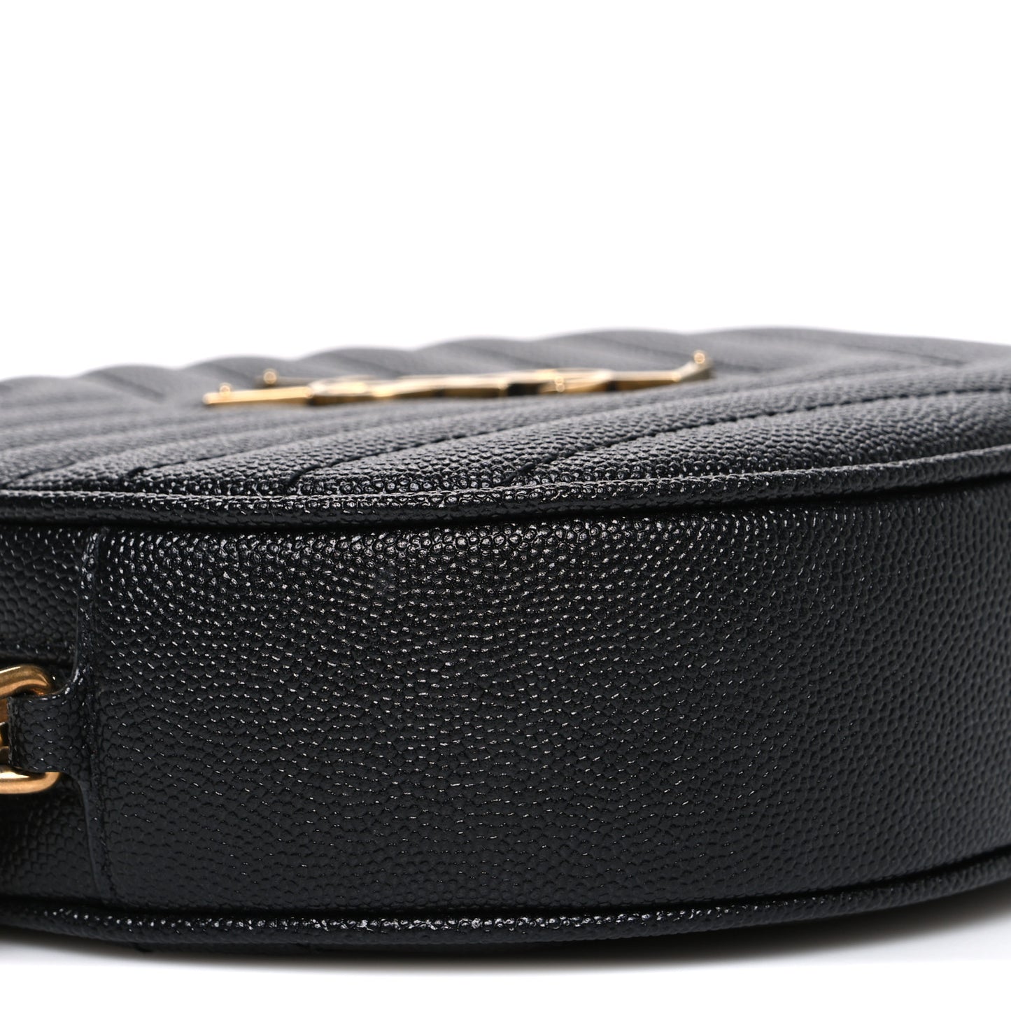 Grain De Poudre Matelasse Chevron Quilted Round Vinyle Camera Bag Black