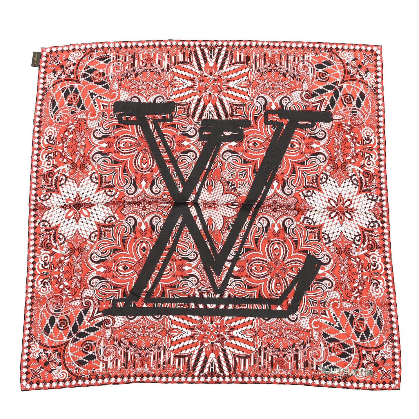 Silk LV Bandana Scarf Coquelicot