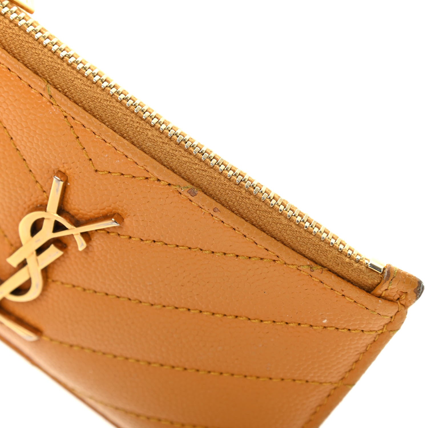 Saint Laurent Monogram Grain de Poudre 5 Fragments Zip Pouch Card Holder Orange 12 of 12