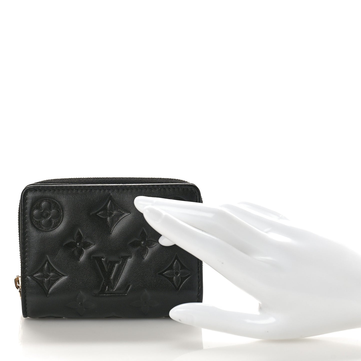 Lambskin Embossed Monogram Lou Coussin Wallet Black