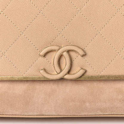Chanel Grained Calfskin Stitched Enamel CC Flap Bag Beige 9 of 10