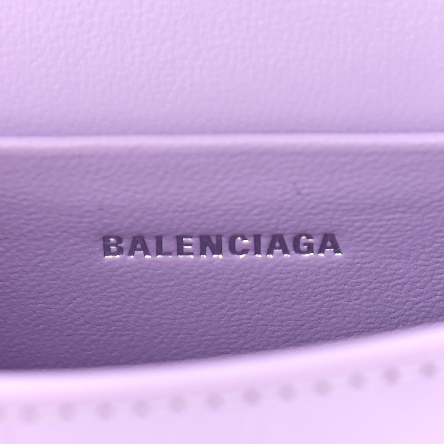 Balenciaga Shiny Calfskin Crocodile Embossed Hourglass Top Handle Bag Mini with Chain Lilac 6 of 10