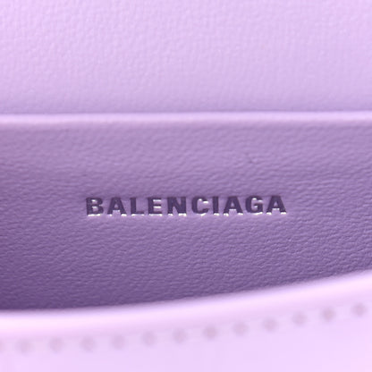 Balenciaga Shiny Calfskin Crocodile Embossed Hourglass Top Handle Bag Mini with Chain Lilac 6 of 10
