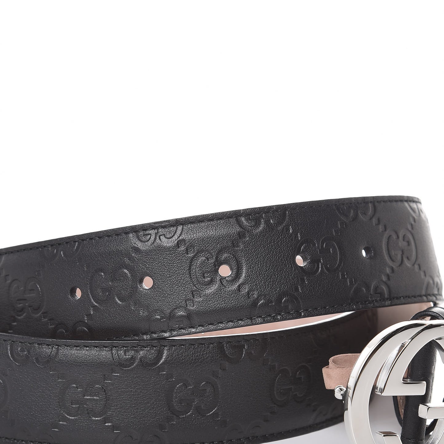 Soft Guccissima Margaux Calfskin Nickel Interlocking G 37mm Belt 100 40 Black