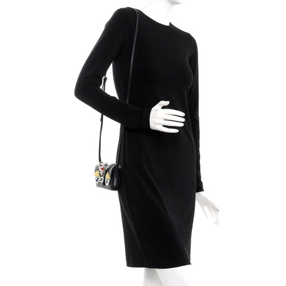 Fendi Shiny Nappa Rabbit Fur Crystal Flowerland Micro Buggie Baguette Black Mojito Multicolor 2 of 8