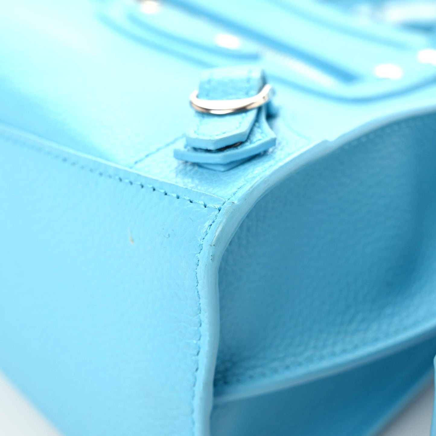 Grained Calfskin Neo Classic Silver Hardware Mini City Azur