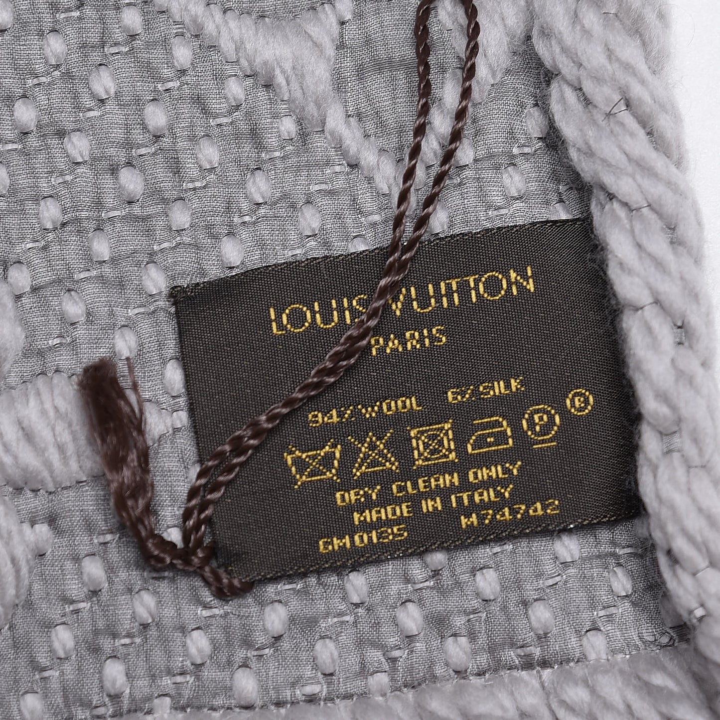 Wool Silk Logomania Scarf Pearl Grey