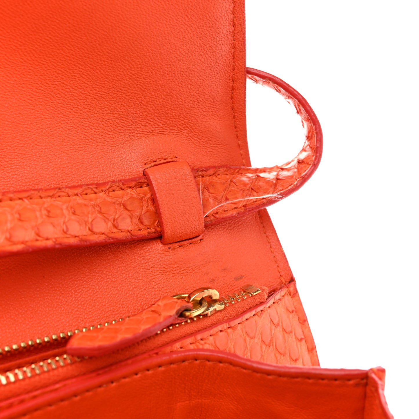 Snakeskin Medium Classic Box Flap Orange