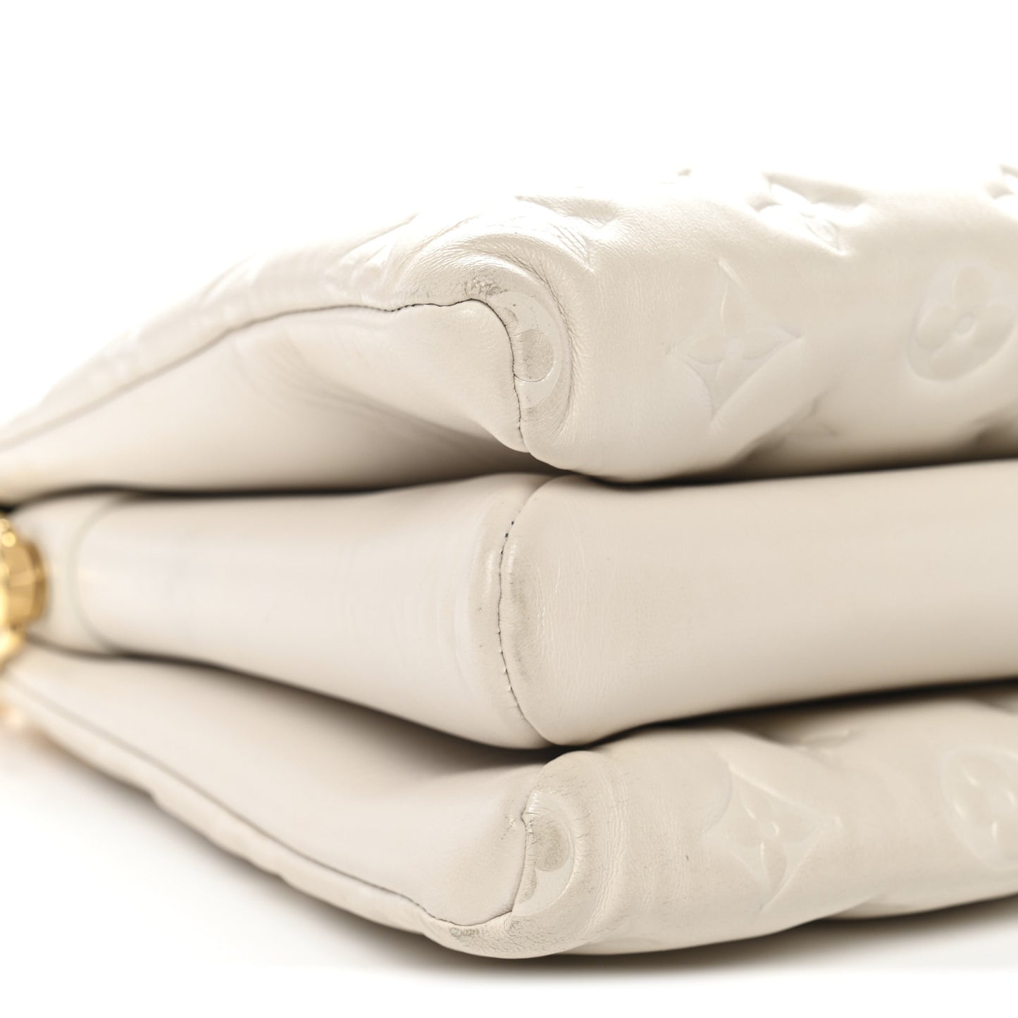 Lambskin Embossed Monogram Coussin PM Beige Cream