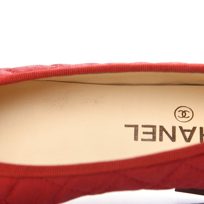 Chanel Aged Calfskin Quilted CC Cap Toe Ballerina Flats 36 Red 13 of 13
