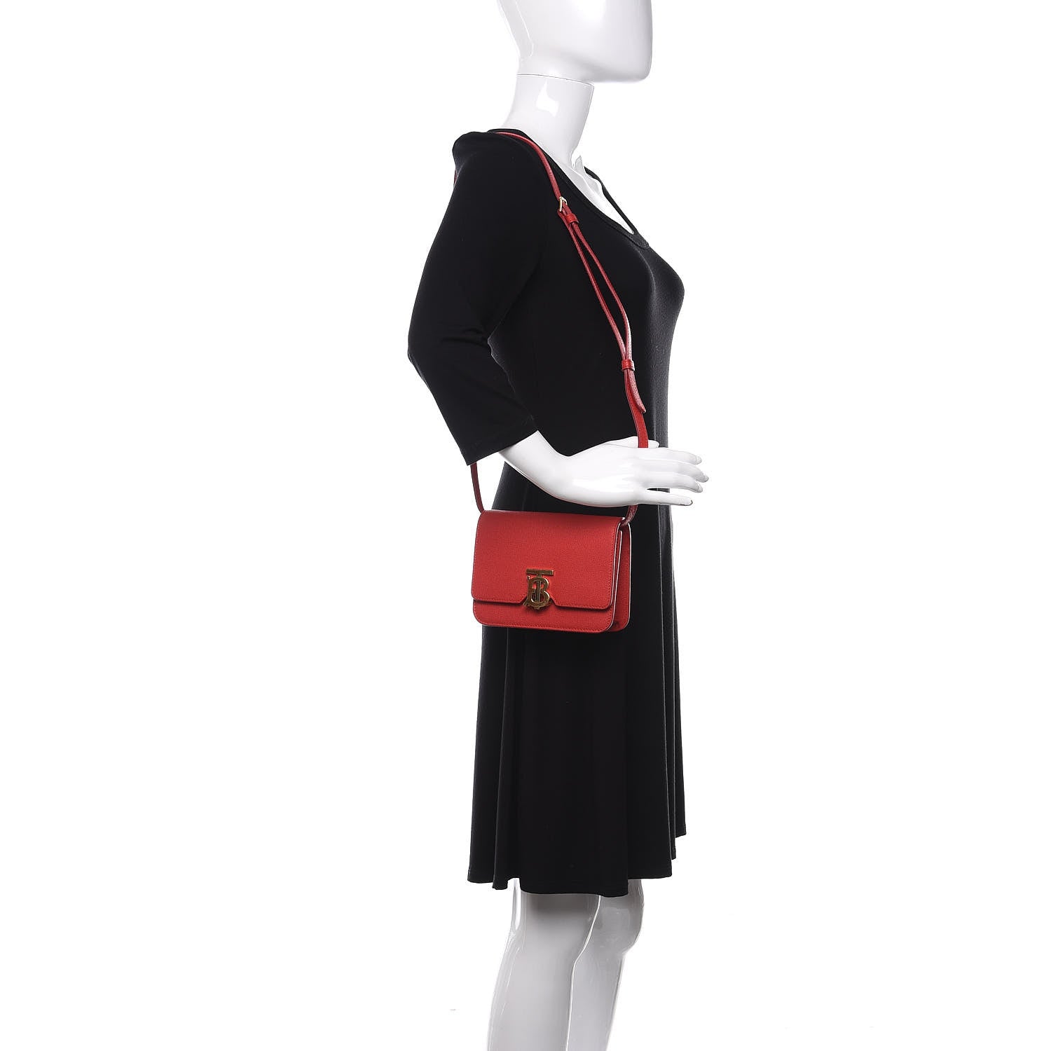 Burberry Grainy Calfskin Small TB Bag Bright Red 2 of 9