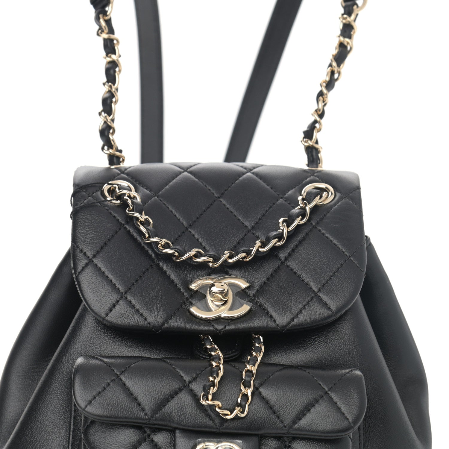 Chanel Lambskin Quilted Small Duma Drawstring Backpack Black 8 of 11