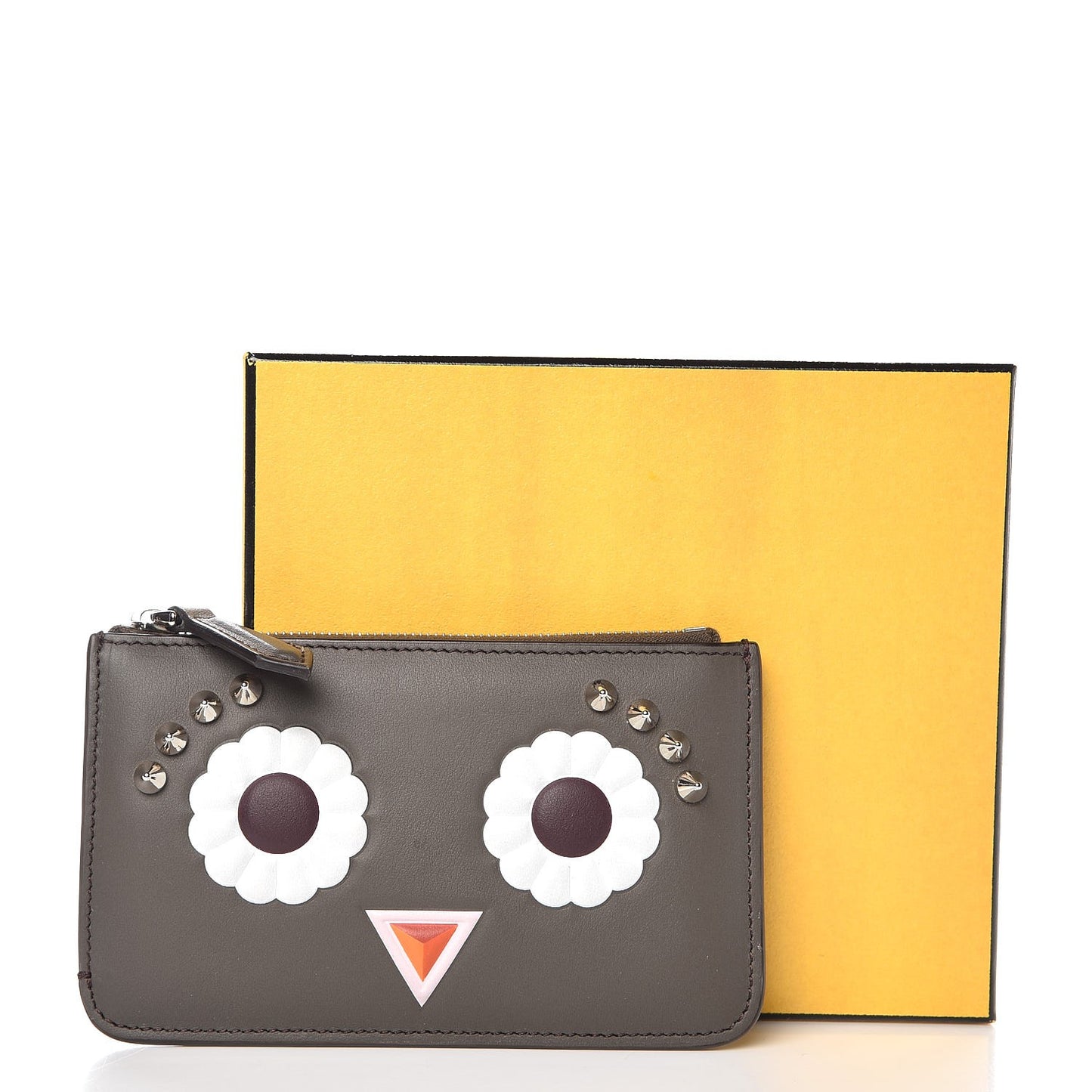 Vitello Century Lucido Hypnoteyes Studded Coin Pouch Key Case Carbone White Multicolor
