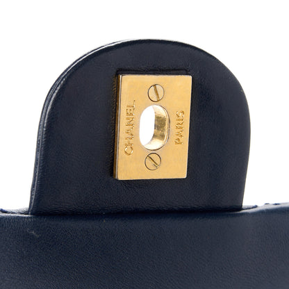 Chanel Lambskin Quilted Large Now and Forever Flap Navy 8 of 11