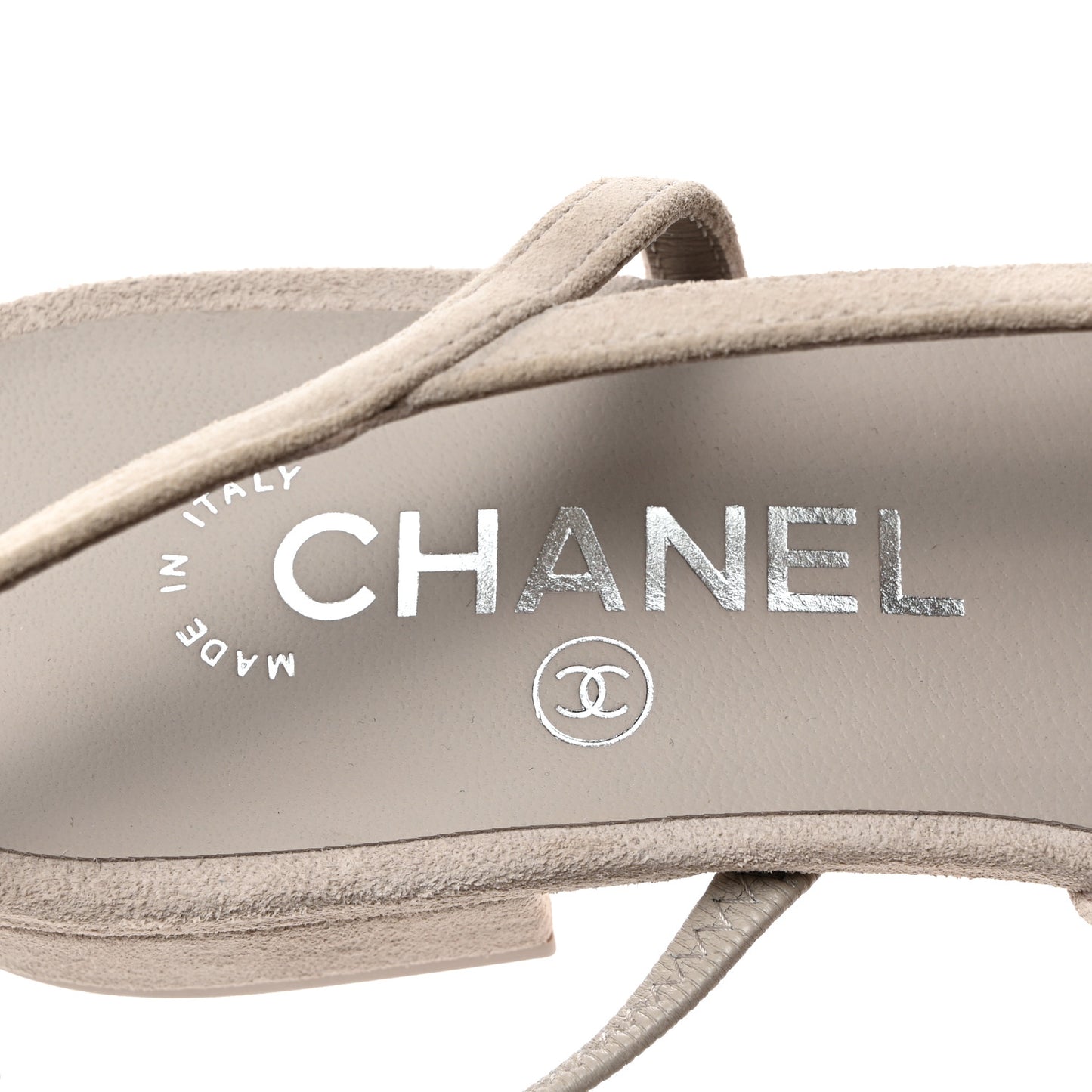 Suede Cap Toe CC Coco Slingback Pumps 38 Light Grey