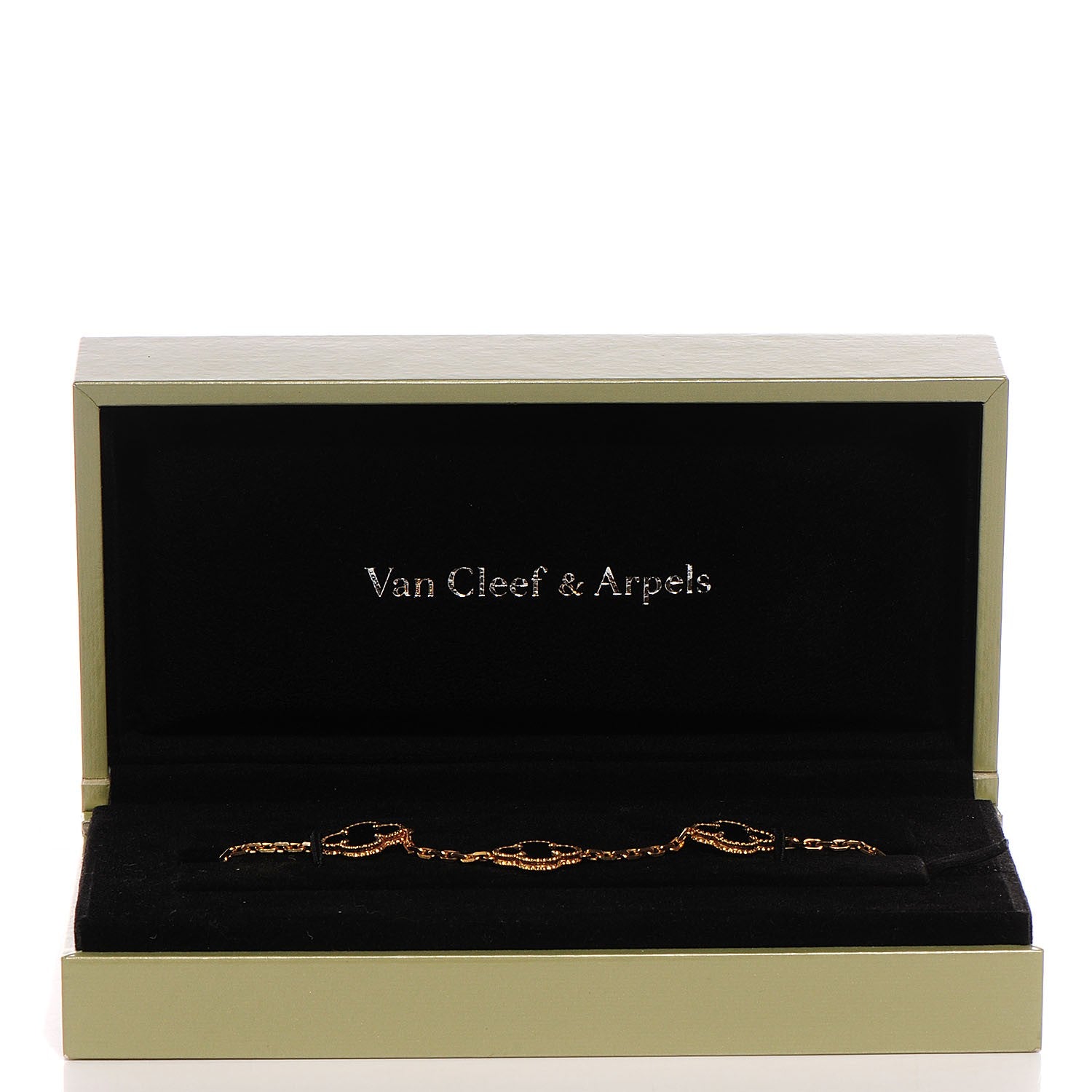 Van Cleef & Arpels 18K Yellow Gold Black Onyx 5 Motifs Vintage Alhambra Bracelet 6 of 6