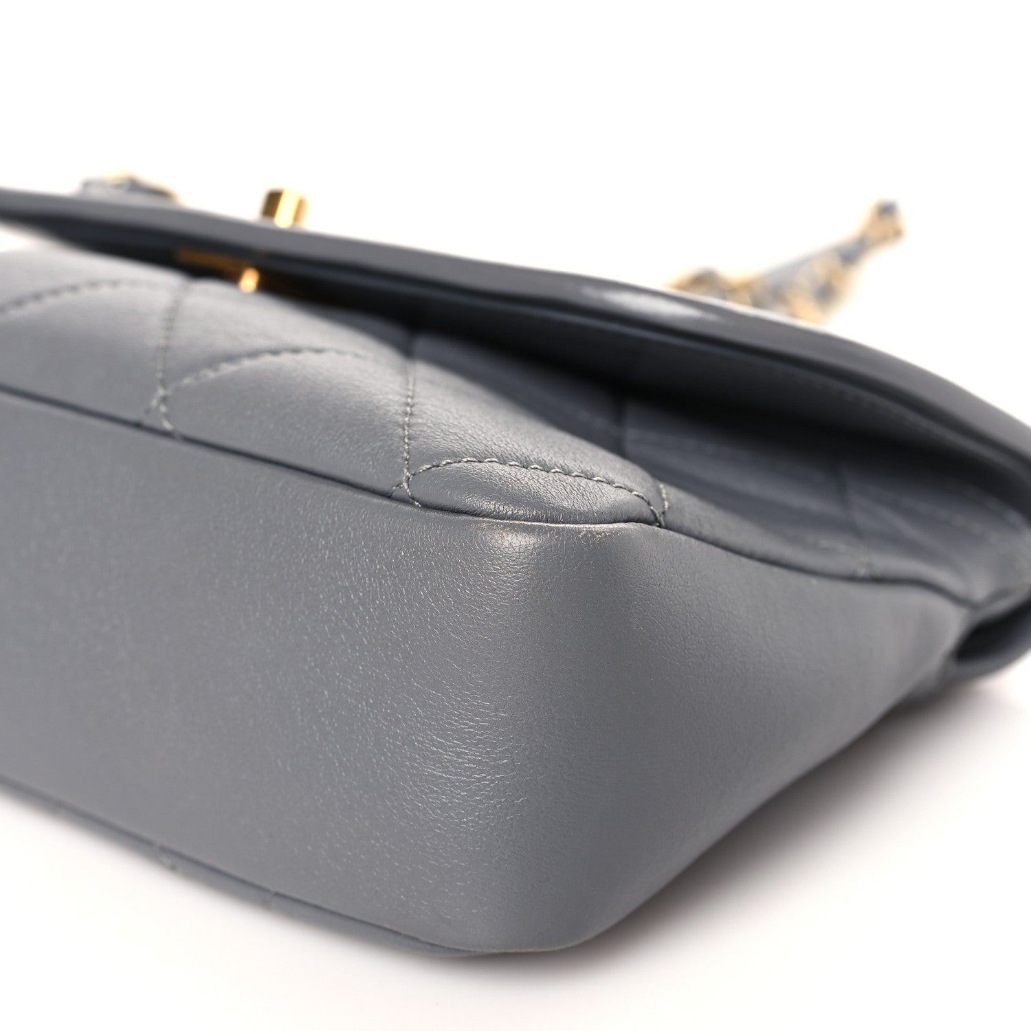 Chanel Lambskin Quilted Small La Parisienne Top Handle Flap Grey 8 of 9