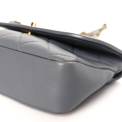 Chanel Lambskin Quilted Small La Parisienne Top Handle Flap Grey 8 of 9
