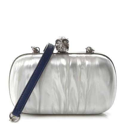 Alexander McQueen Marble Plexiglas Skull Box Chain Clutch Silver White Red 1 of 9