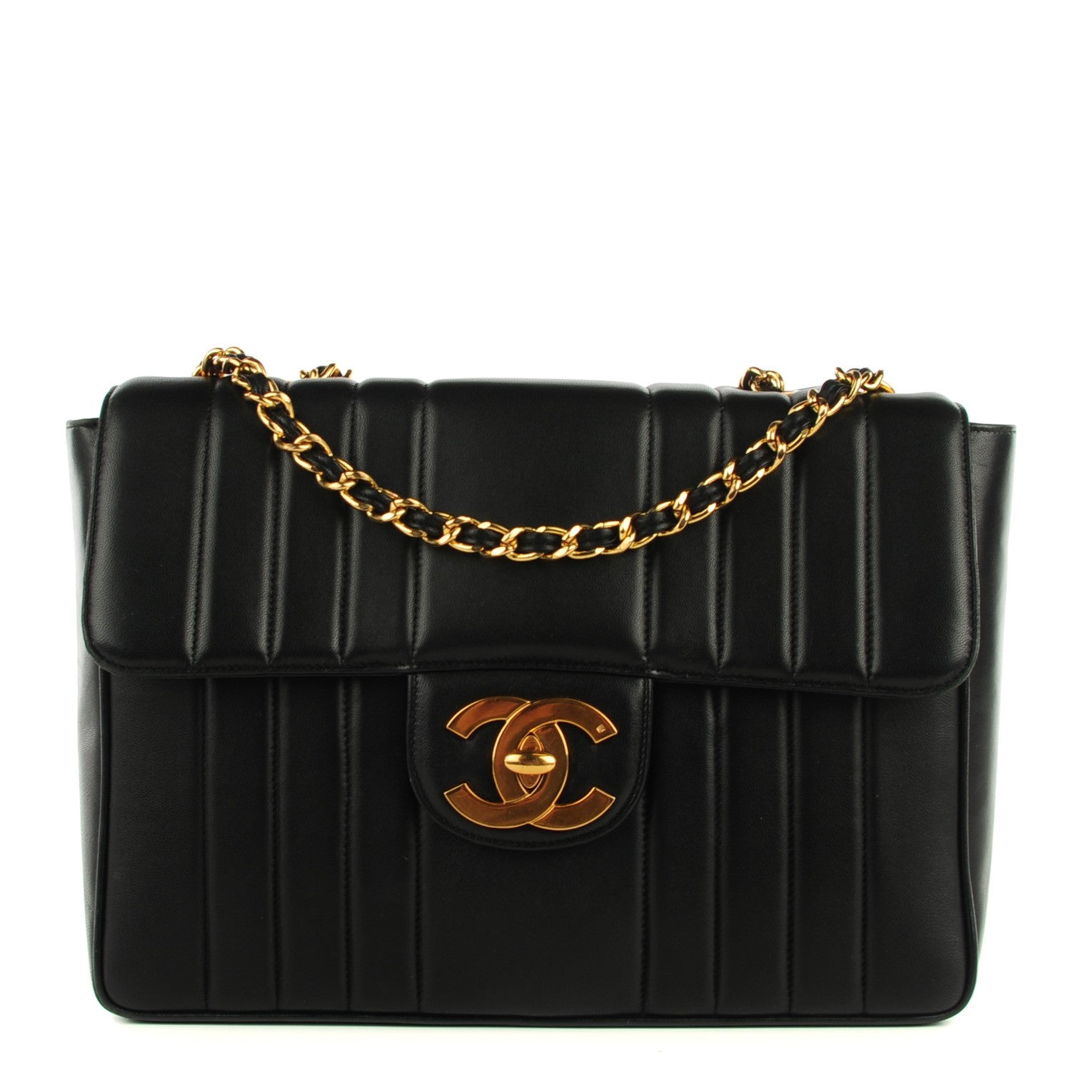 Chanel Lambskin Vertical Quilt Jumbo Flap Black 1 of 9